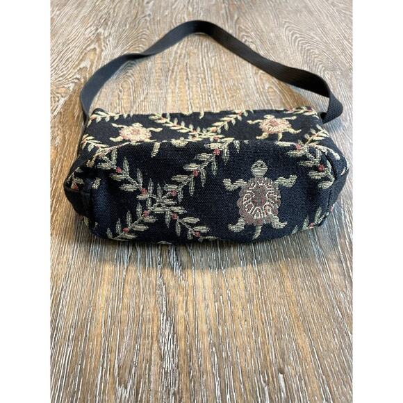 Doodle Bags Purse Made In Florida Tapestry Turtle Black VTG - Picture 3 of 8